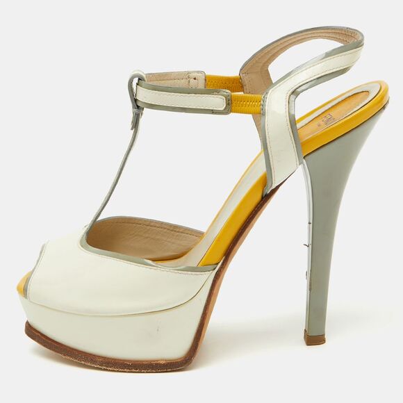 Fendi Tri Color Patent Leather T- Strap Fendista Platform Sandals Size 40,New Products : American Fashion Style Bags On Sale